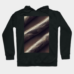 Dark Brown Ornamental Leather Stripes, natural and ecological leather print #42 Hoodie